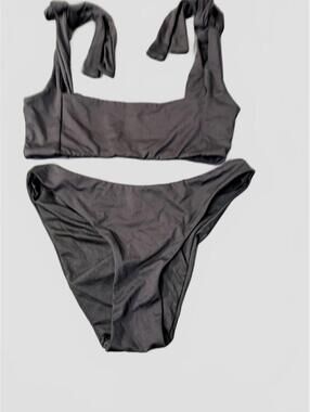 NWT Envya Black Two-Piece Bikini Swimsuit with Tie Shoulder Straps
